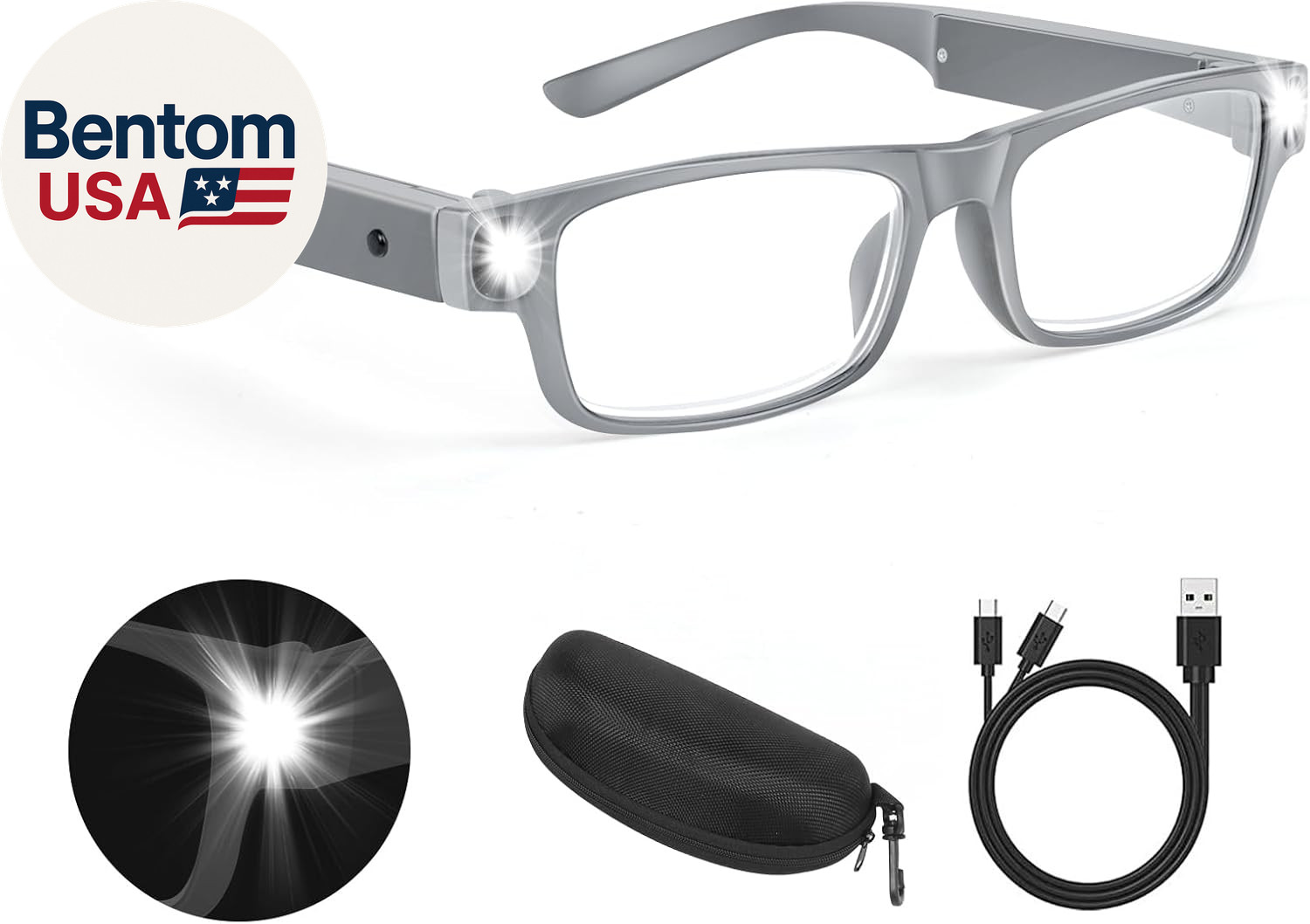 200% Magnifying Glasses with Light,Usb Rechargeable LED Lighted Magnifying Eyewe