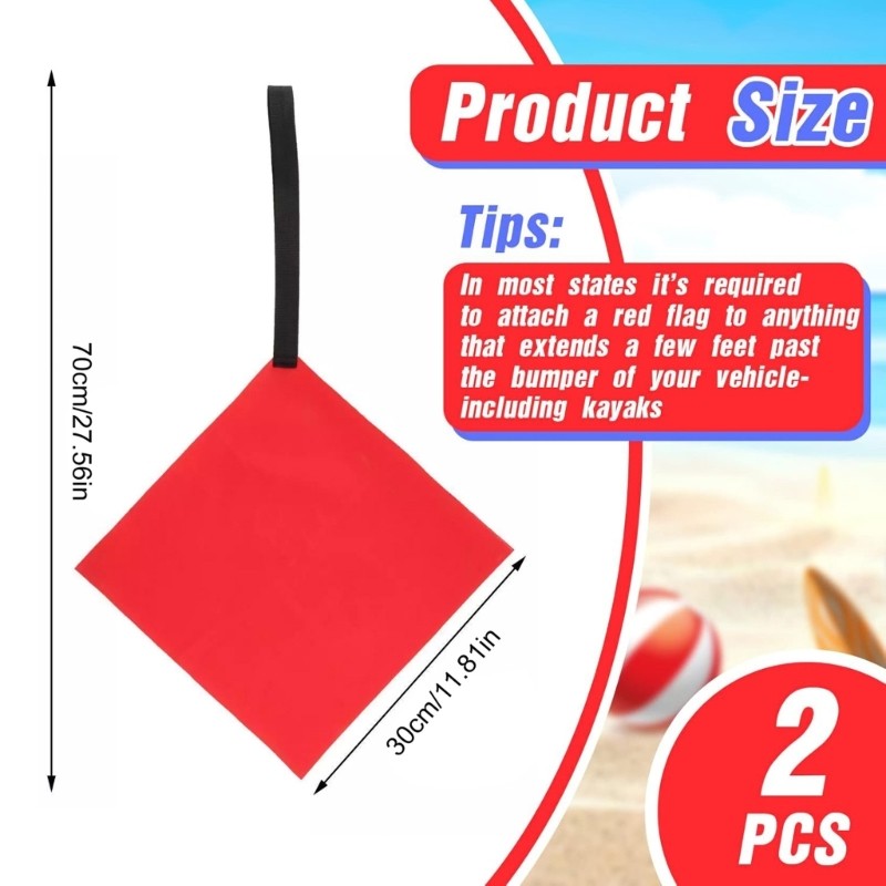 2Pcs Kayak Safety Travel Flags With Webbing Warning Flags Hooked Kayak Flags