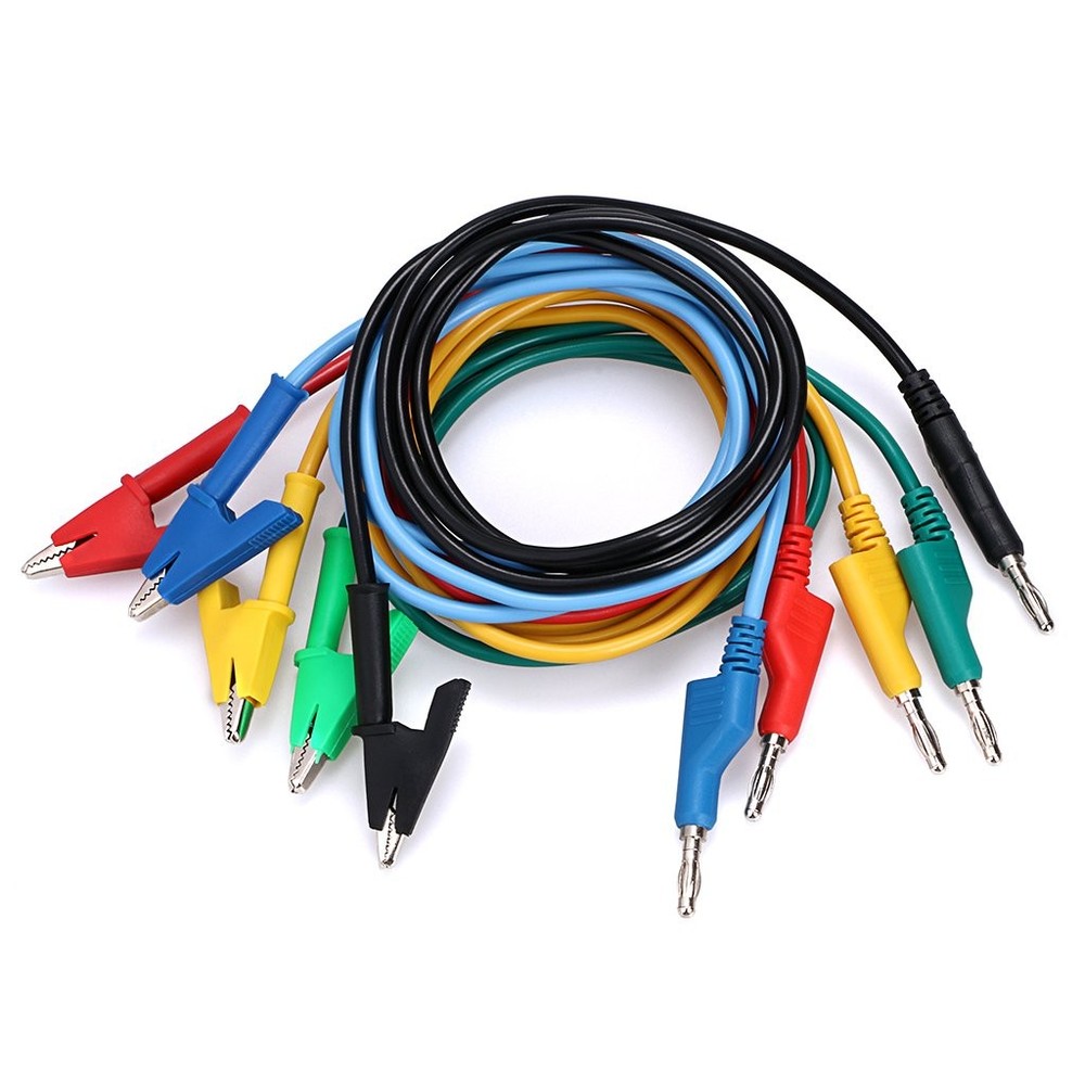 Multimeter Banana Plug to Crocodile Alligator Clip Test Probe, 5PCS 4mm Stack...
