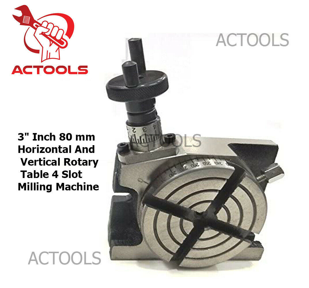 New Rotary Table 3" 80mm H And V With 4 Bolting Slot For Milling Metalworking