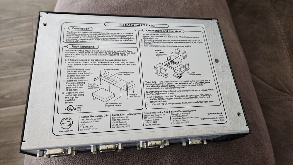 EXTRON VGA DISTRIBUTION AMPLIFIER P/2 DA6XI