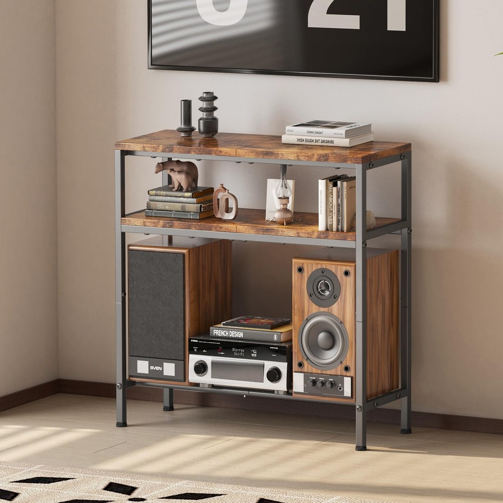 Entryway Table with Storage, 3-Tier Console Table 31.5" Width, Industrial Sof...