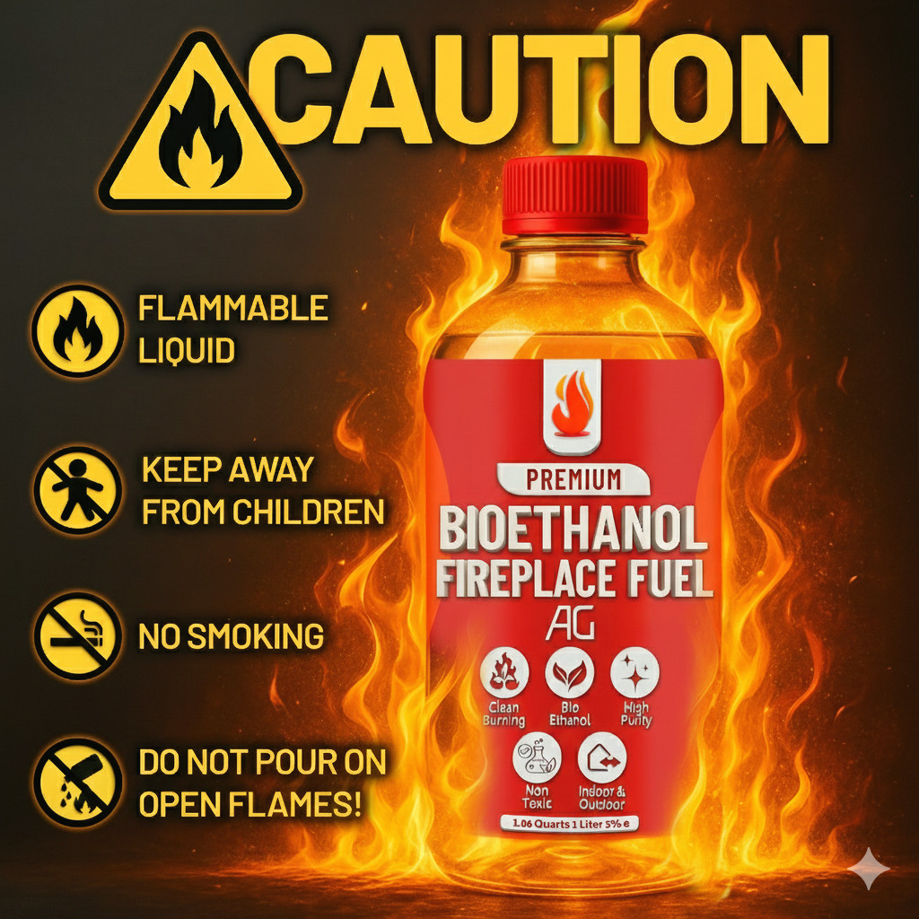Premium Bio Ethanol Fireplace Fuel (2X 1 L) For Tabletop Fires, Stoves,Versatile