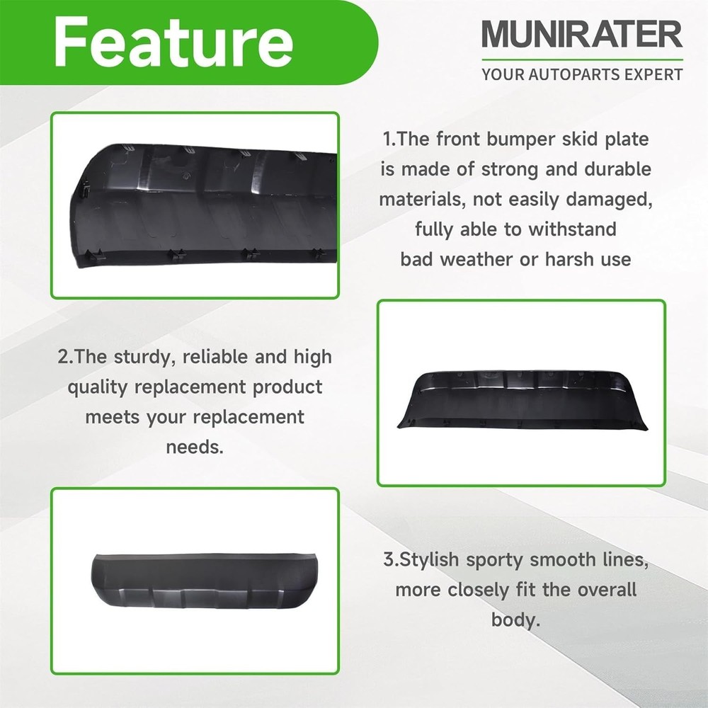 munirater Front Bumper Valance Lower Skid Plate Panel Black Replacement for 2016