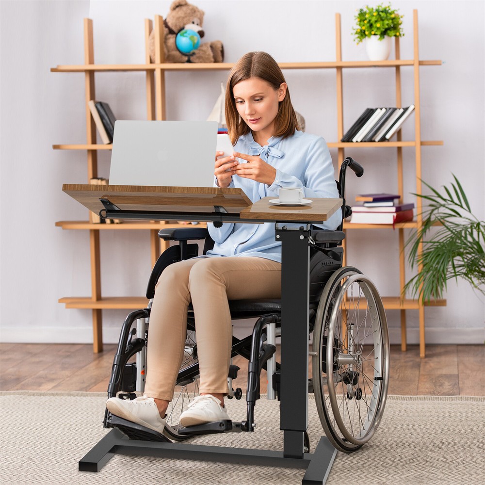 Rolling Overbed Table Adjustable Angle and Height Hospital Laptop Table Desk