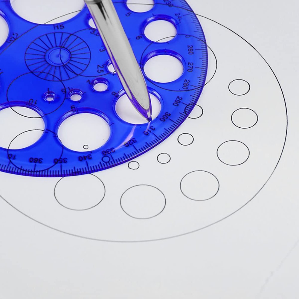 360 Degree Full Round Plastic Protractor Circular Drawing Template Tool