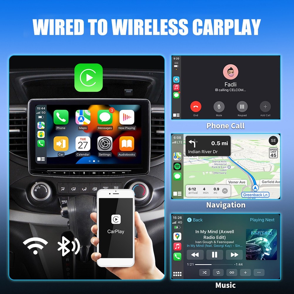 Wireless CarPlay Adapter for Apple iPhone & Android Auto USB Adapter Plug & Play