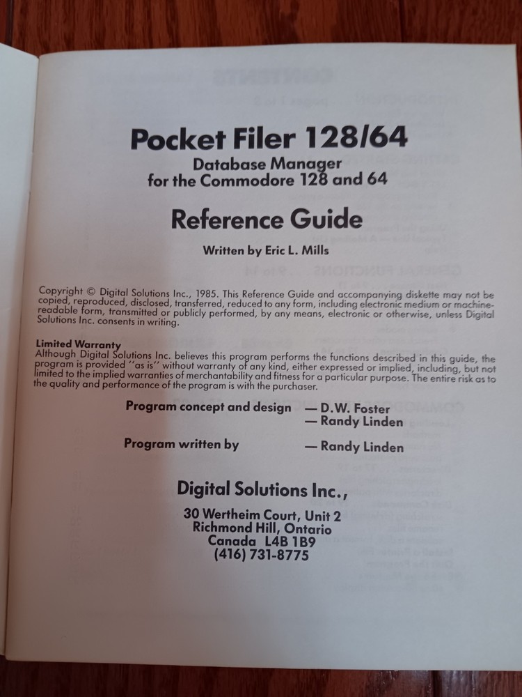 Commodore 128/64 Pocket Writer/Filer/Planner Three Reference Guides