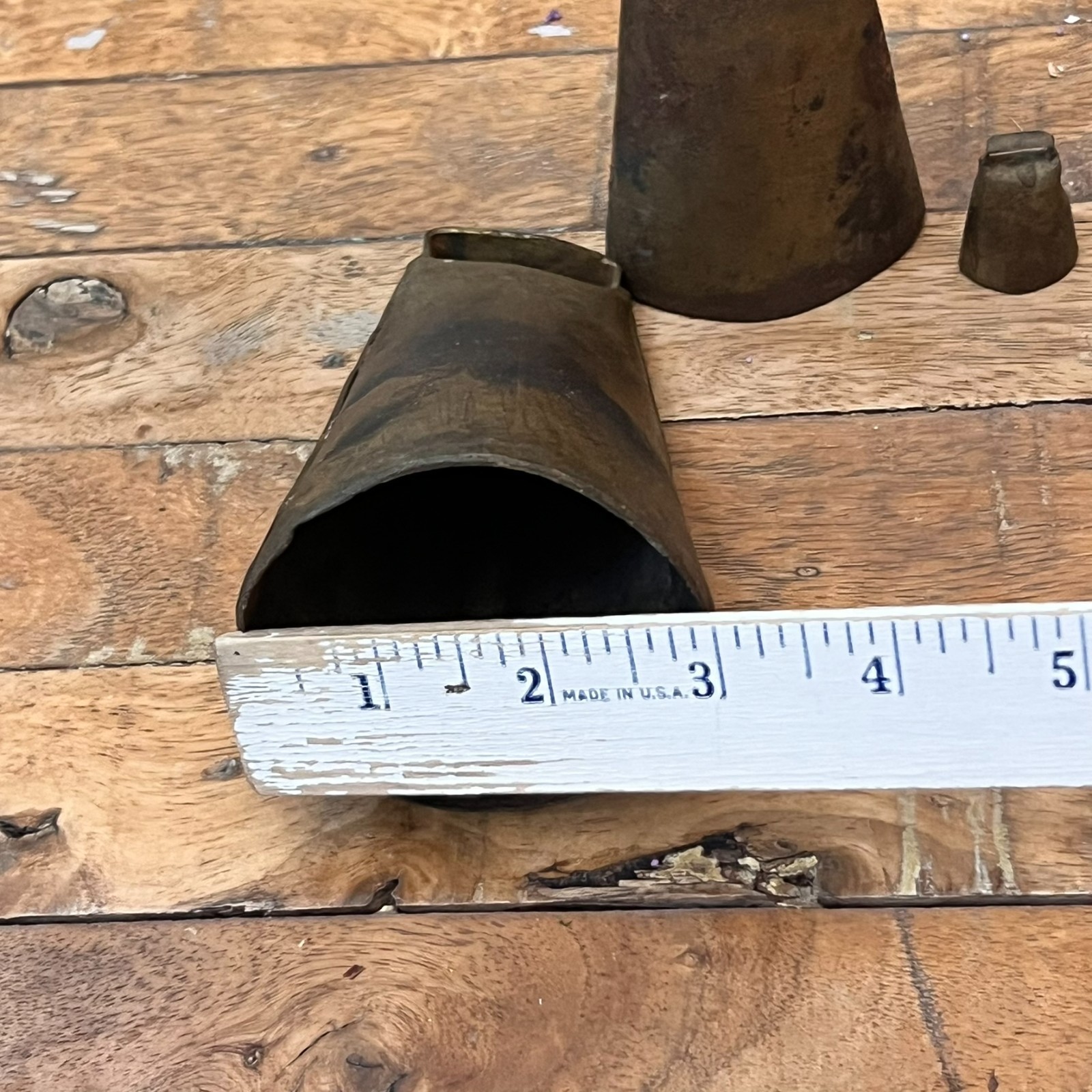 Antique Steel Cow Bells Lot of 3 Original Hand Riveted