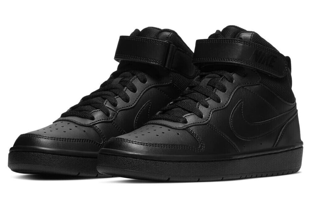 Big Kid's Nike Court Borough Mid 2 (GS) Black/Black-Black CD7782 001