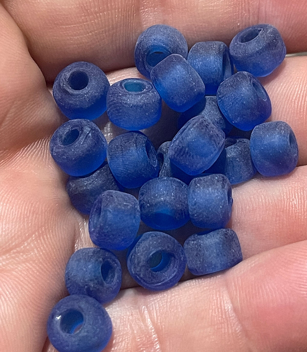 (10) Crow Indian Original Sky Blue Padre Glass Trade Beads Fur Trade Era ++