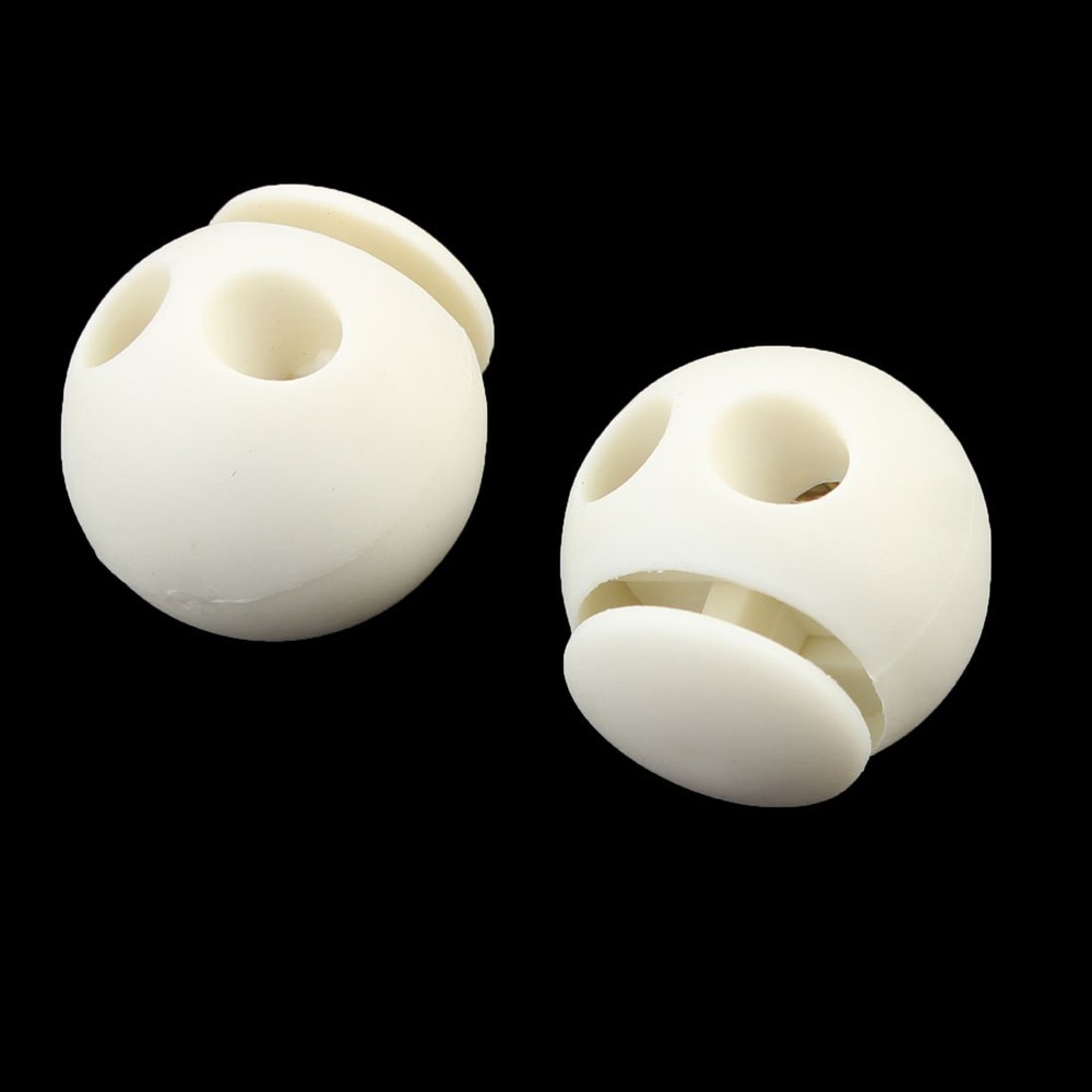 Plastic Round Double Hole Design Toggle Stopper Cord Adjustive Lock White 20 PCS