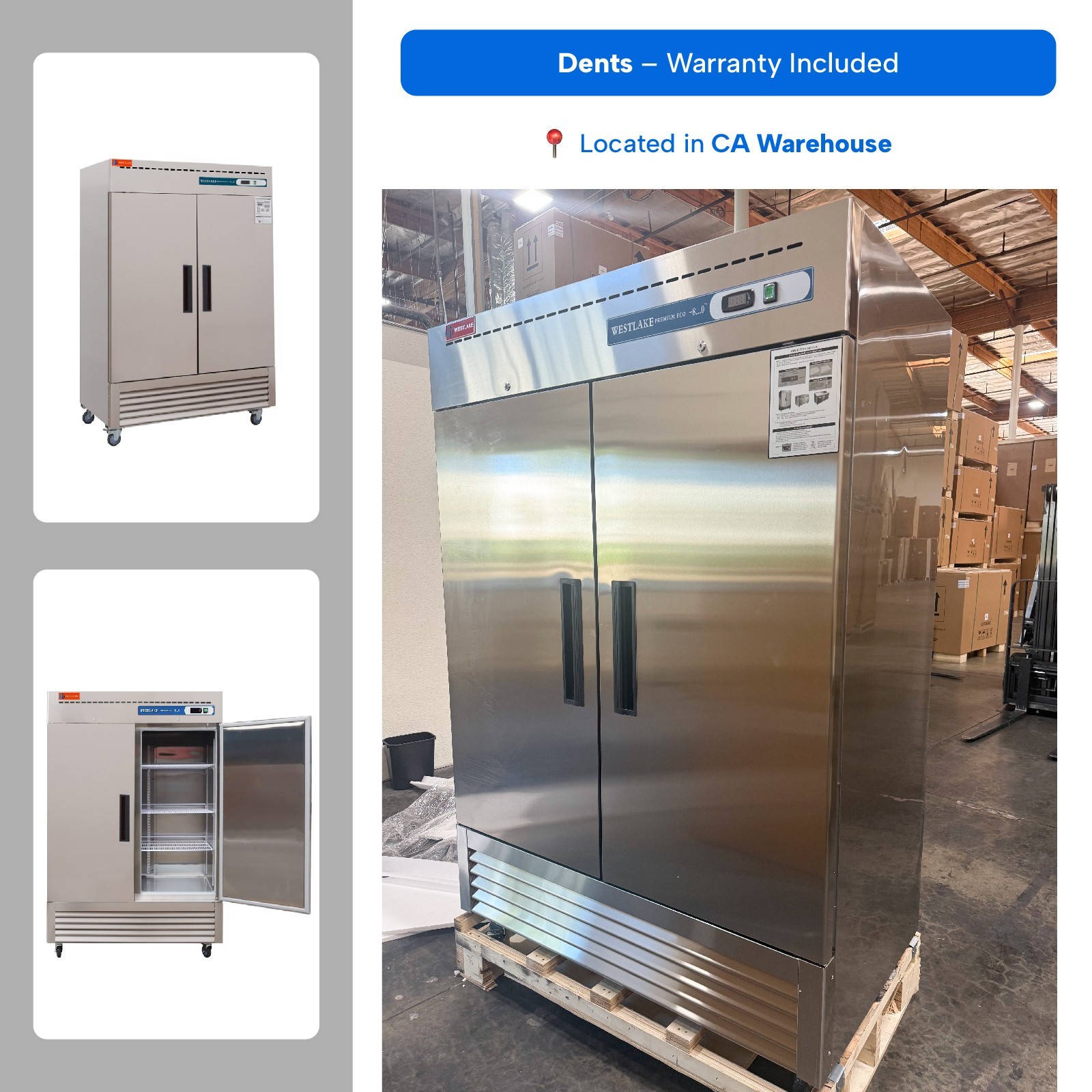 Westlake 54" Commercial Freezer Double Door Stainless Steel – Dent
