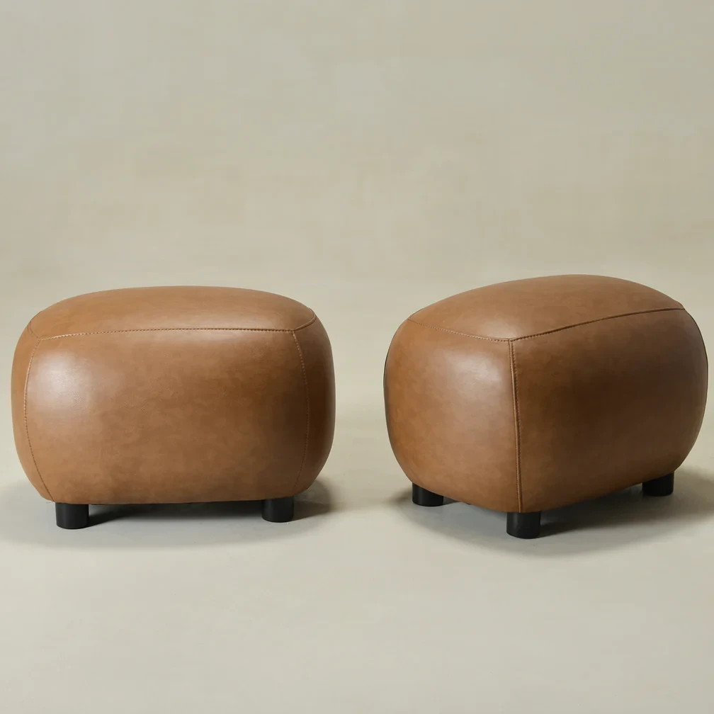 23" Wide Faux Leather Upholstered Ottoman