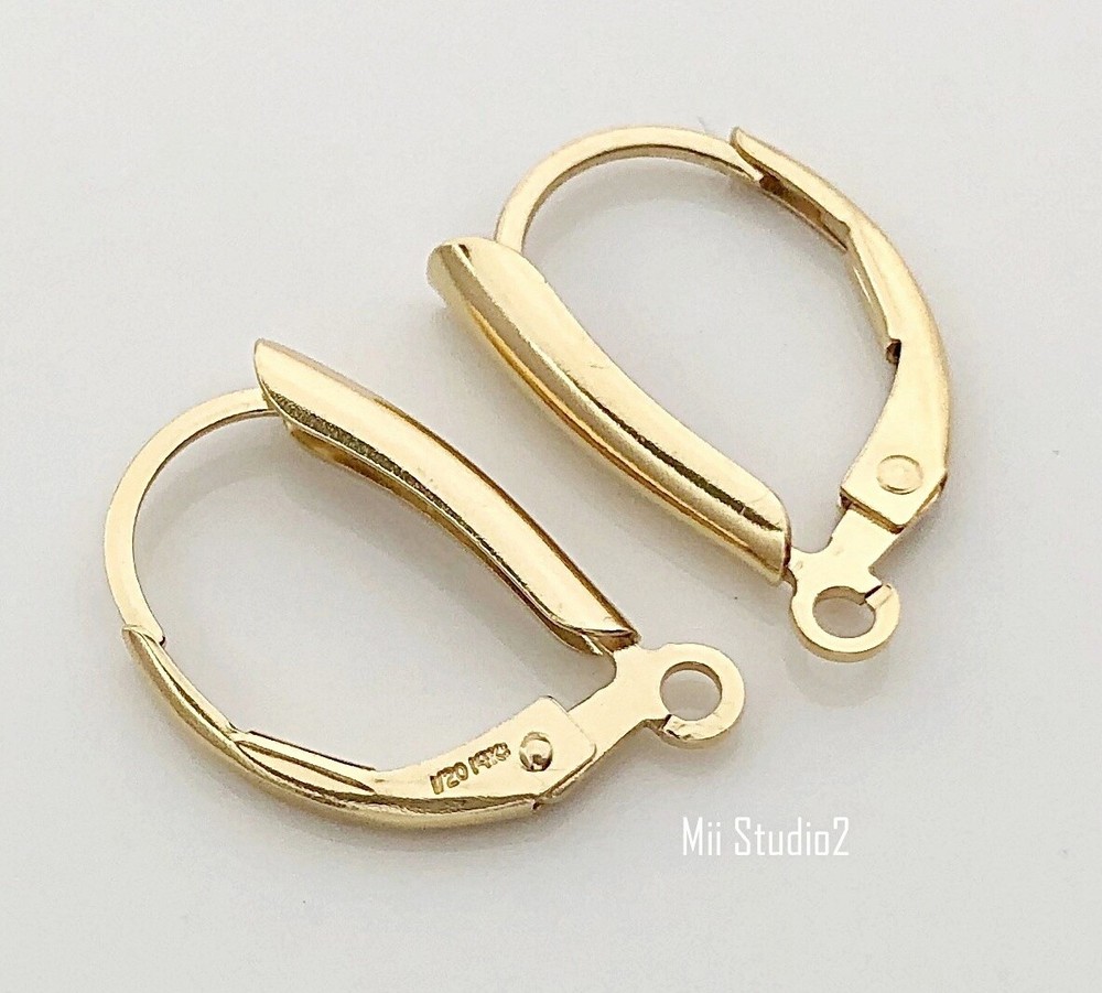 4pcs  14k Gold Filled Shield Leverback Earring Ear Wire with Open Ring E83g