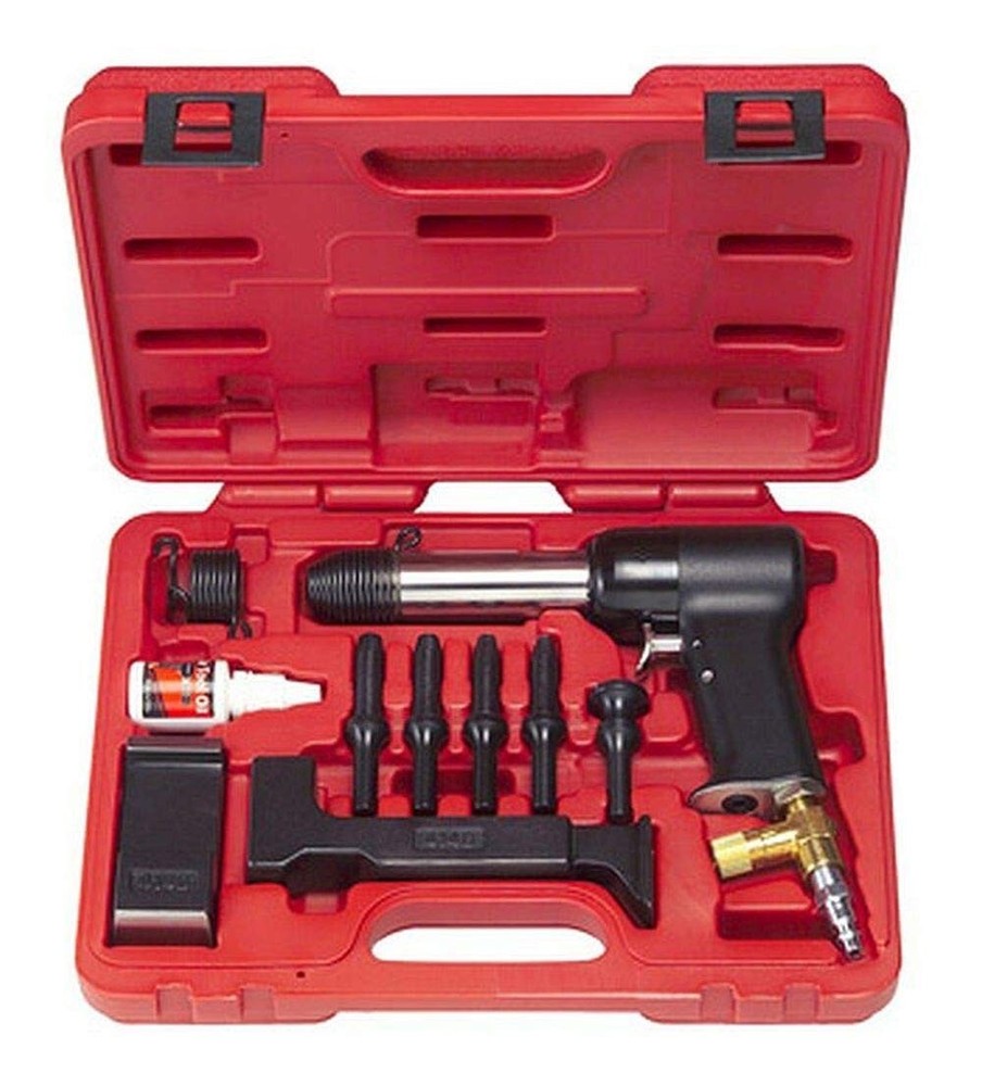 3X AIR Hammer KIT for Solid Rivets. Comes with 2 Bucking Bars, 4 Cupped Unive...