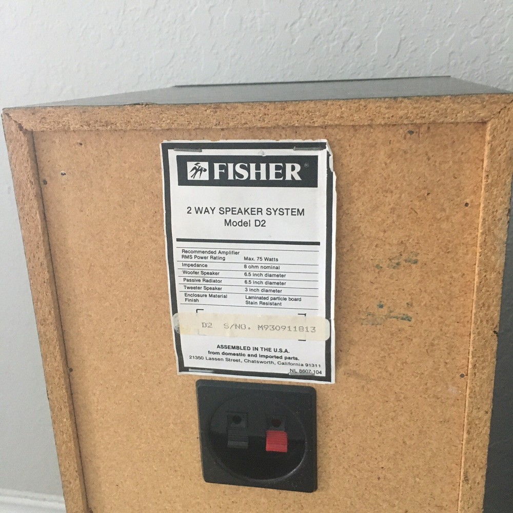Vintage Fisher 2 Way Speaker System D2 - Untested