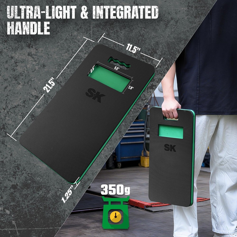 Extra Thick Kneeling Pads for Work, Mechanic Mat with Tool Tray & Handle, Hig...