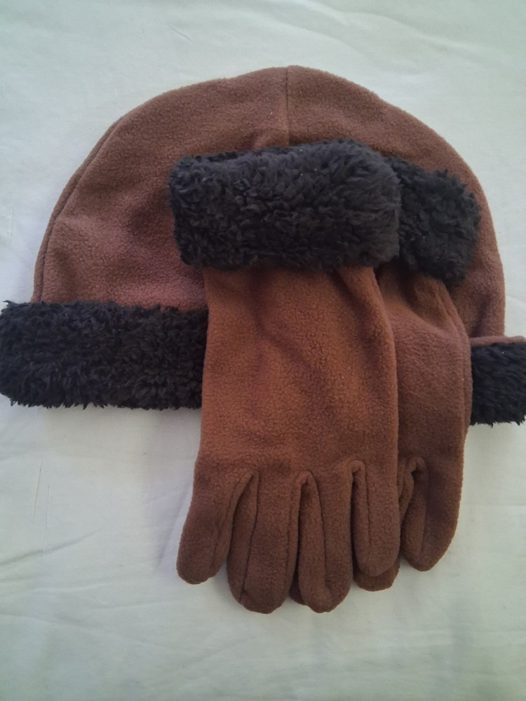 Seven Apparel Brown Gloves Hat Scarf Set