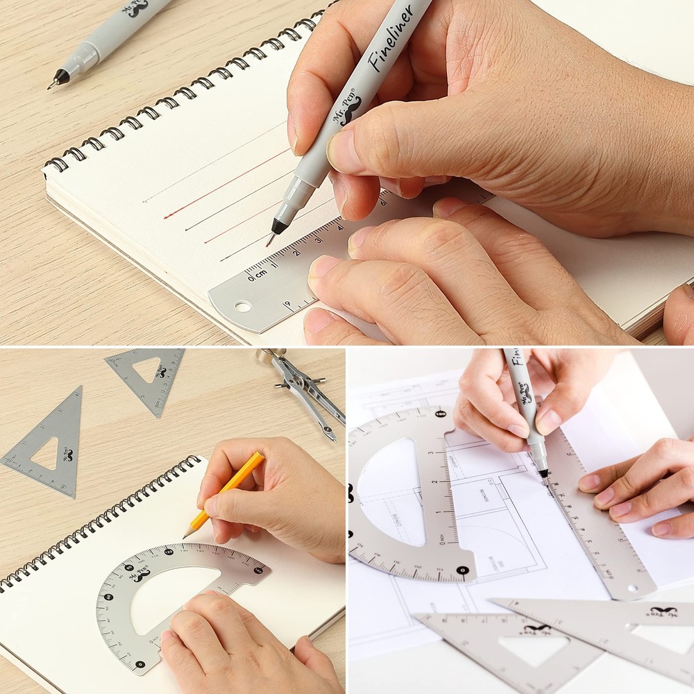 Mr. Pen- Professional Geometry Set, 15 pcs, Drafting Tools with Silver