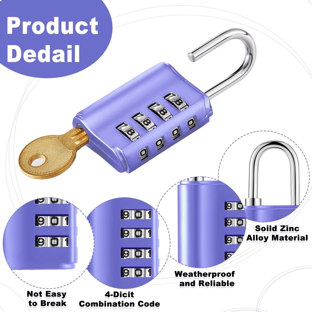 Kenning 10 Pcs Combination Padlock 4 Digit Resettable Waterproof Locker Security