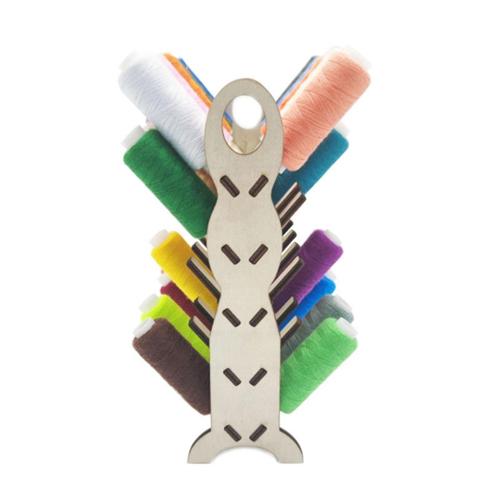 Wooden Thread Spool Rack Sewing Thread Holder Compact
