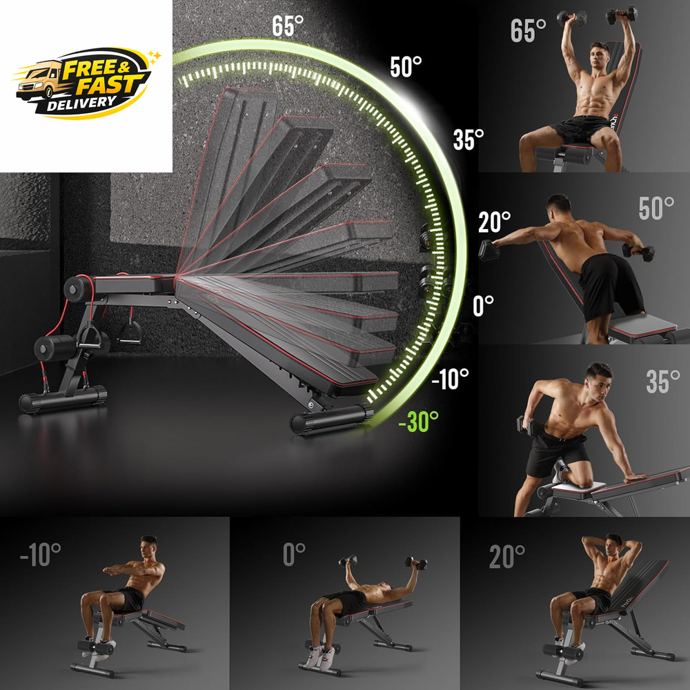 Adjustable Folding Weight Bench for Home Gym, 660 Lbs Capacity Multi-Functional