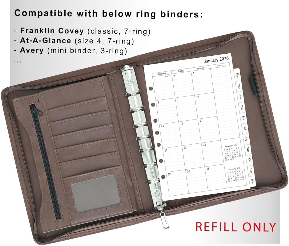 2026 Monthly Planner Refills 5.5"x8.5" for Efficient Organization