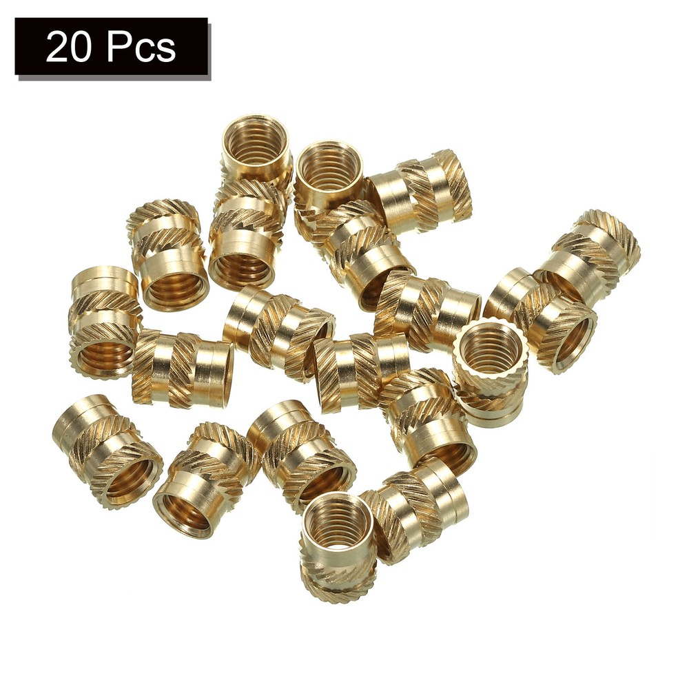 20pcs M8 Threaded Inserts Metric Knurled Nuts Brass Heat-Set Inserts