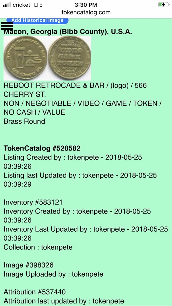Reboot Retrocade & Bar Macon, GA Arcade Game Token 22mm