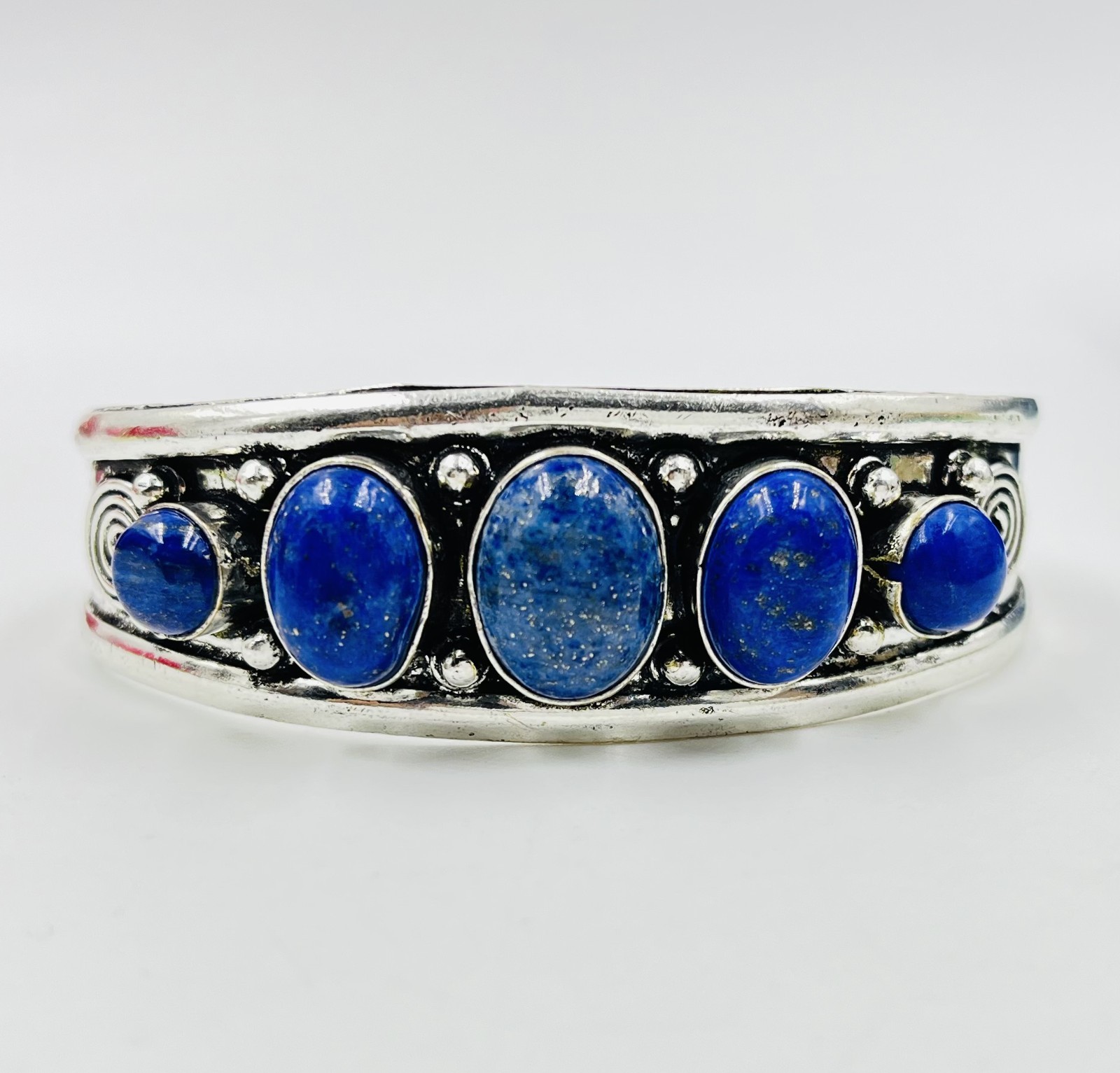 925 Sterling Silver Natural Lapis Lazuli Gemstone Jewelry Handmade Cuff Bracelet