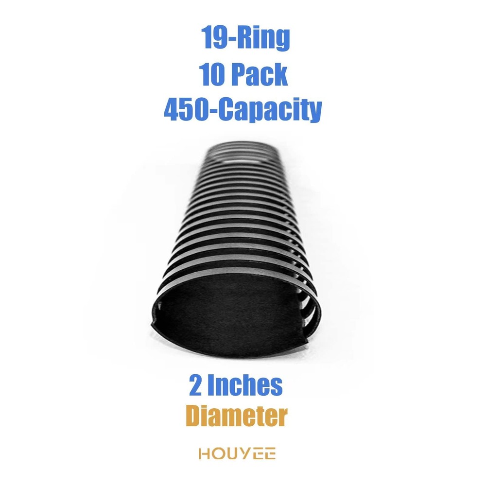 2 Inch Plastic Binding Comb 19 Ring 450 Sheet Capacity Letter Size Black Comb...