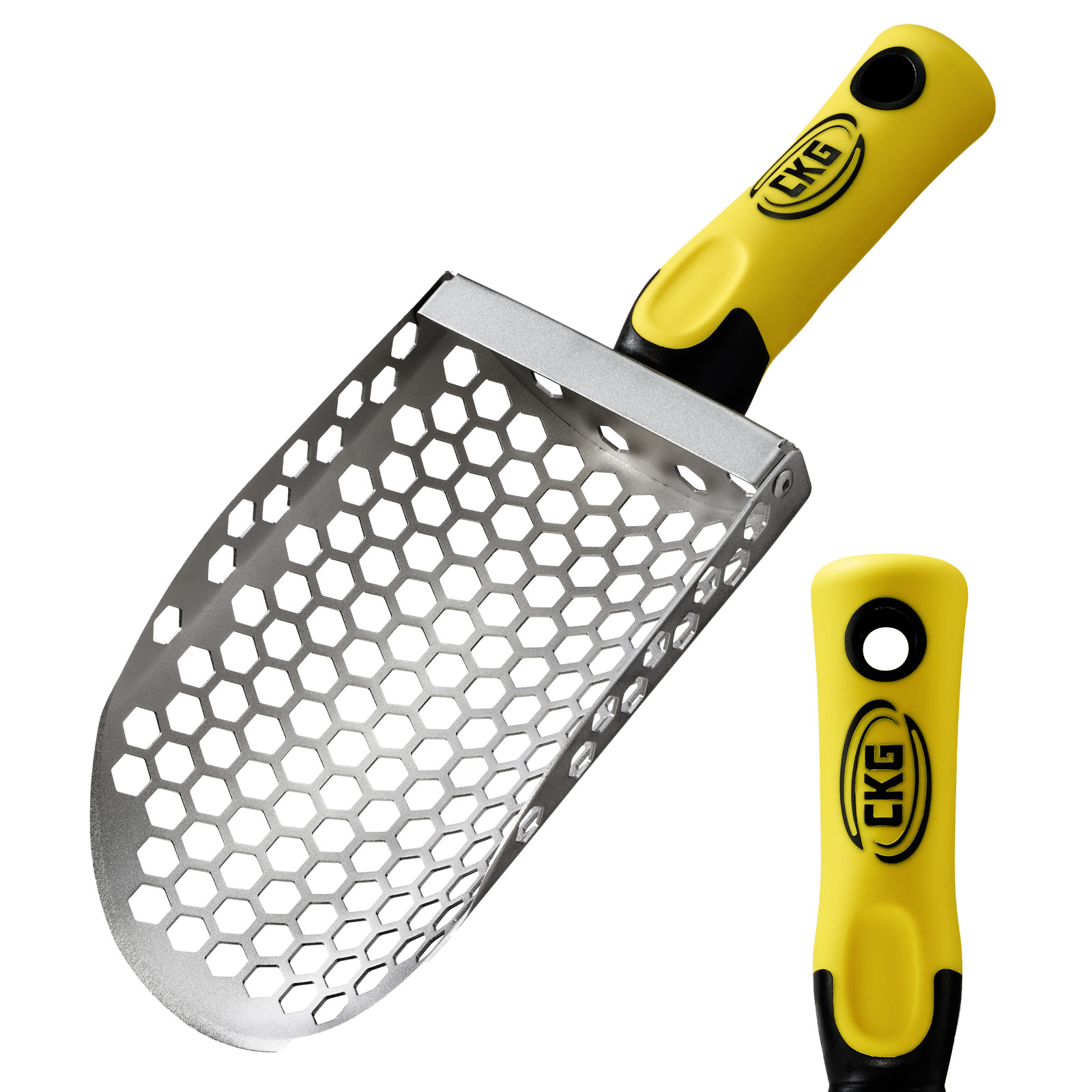 CKG Hand Sand Scoop for Metal Detecting with Ergonomic Yellow Handle