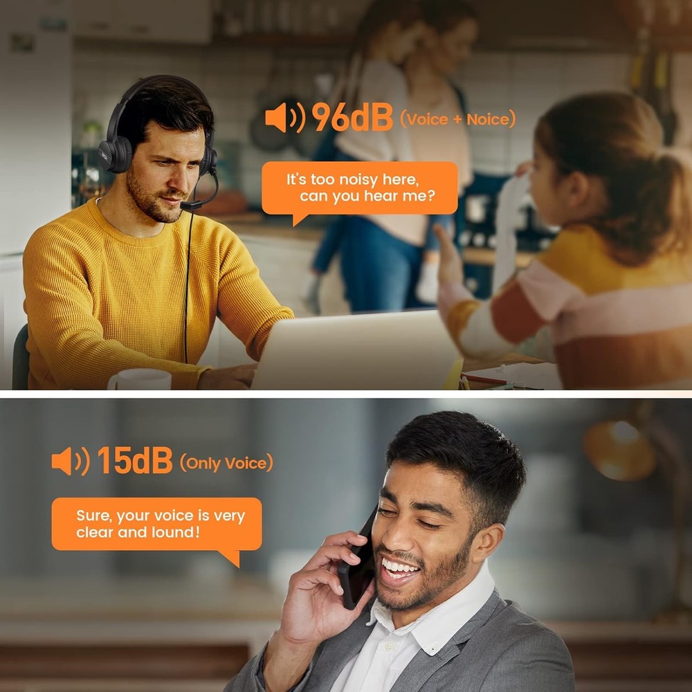 EKSA Headset with Microphone for PC, 3.5mm Wired Computer Headsets with Volume &