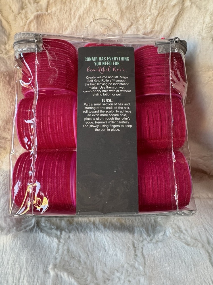 Conair Mega Self-Grip Rollers in Hot Pink, 2.5” 9 Count
