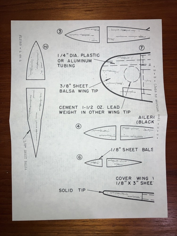 Hobby Helpers Plan 1256B - Lockheed Lightning P-38 - Copyright 1956