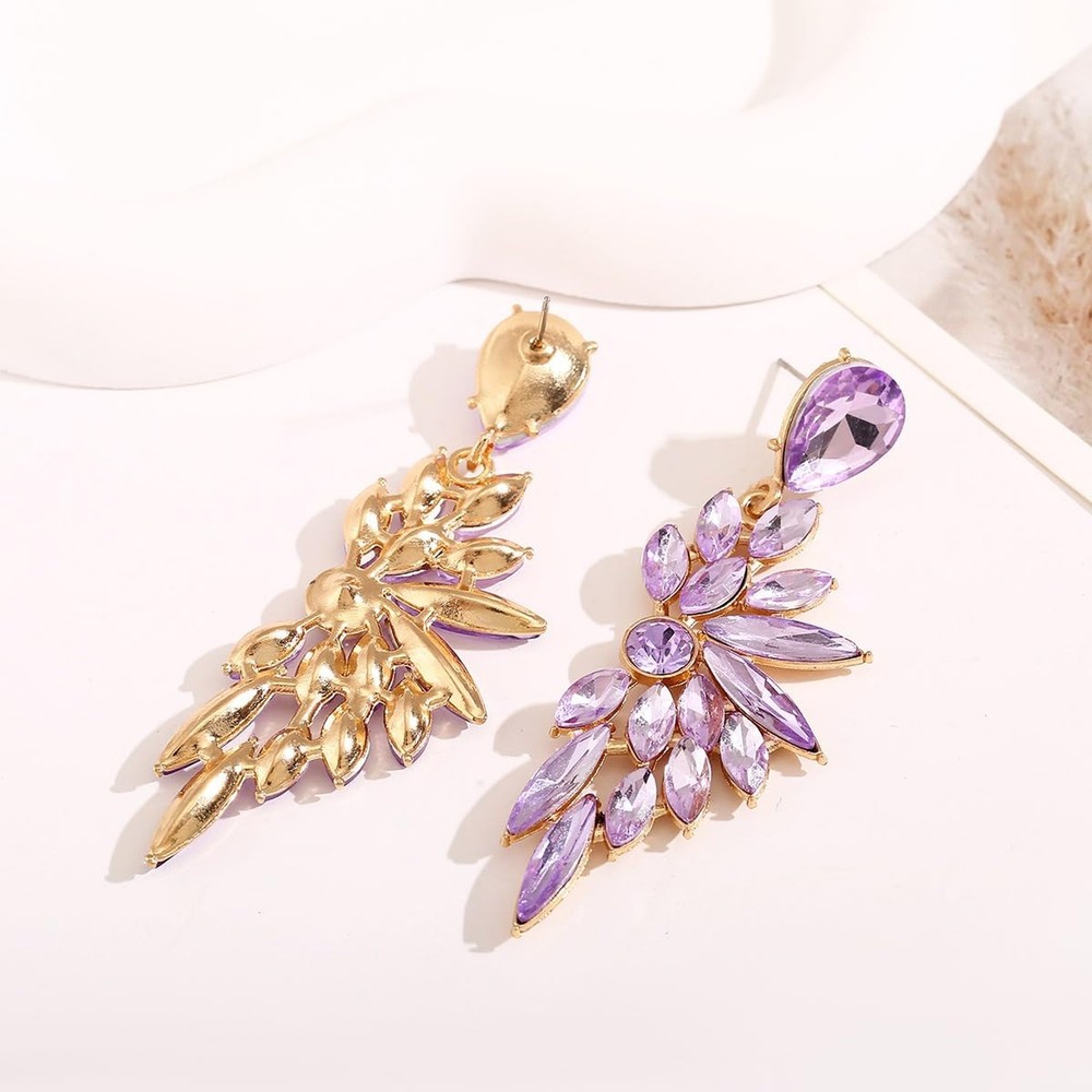Rhinestone Statement Earrings Cluster Crystal Drop Dangle Earrings Teardrop C...