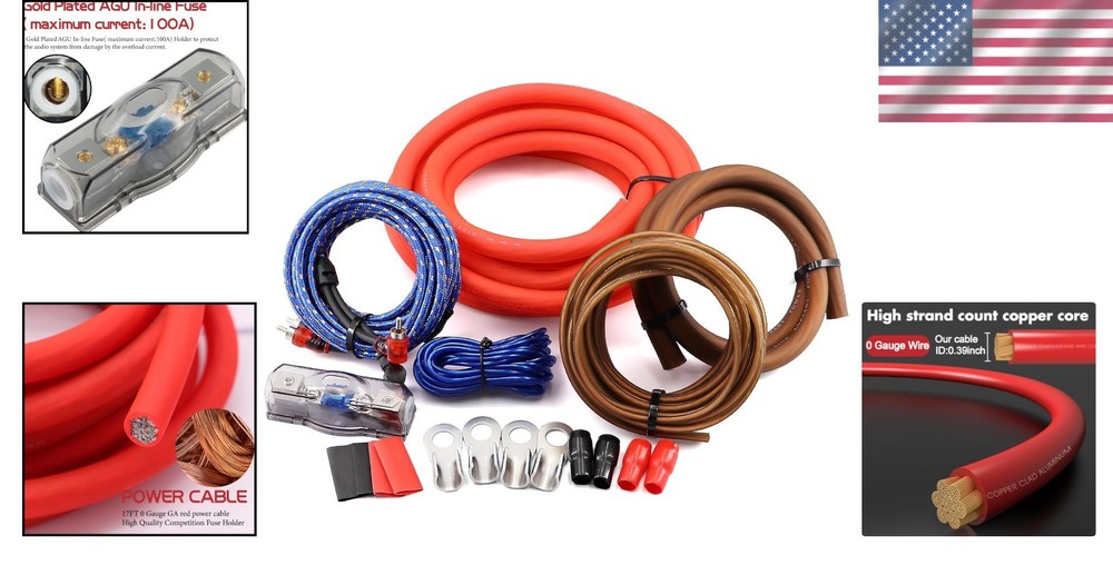 Complete 0 Gauge Amplifier Wiring Kit: Includes Everything for Easy Installation