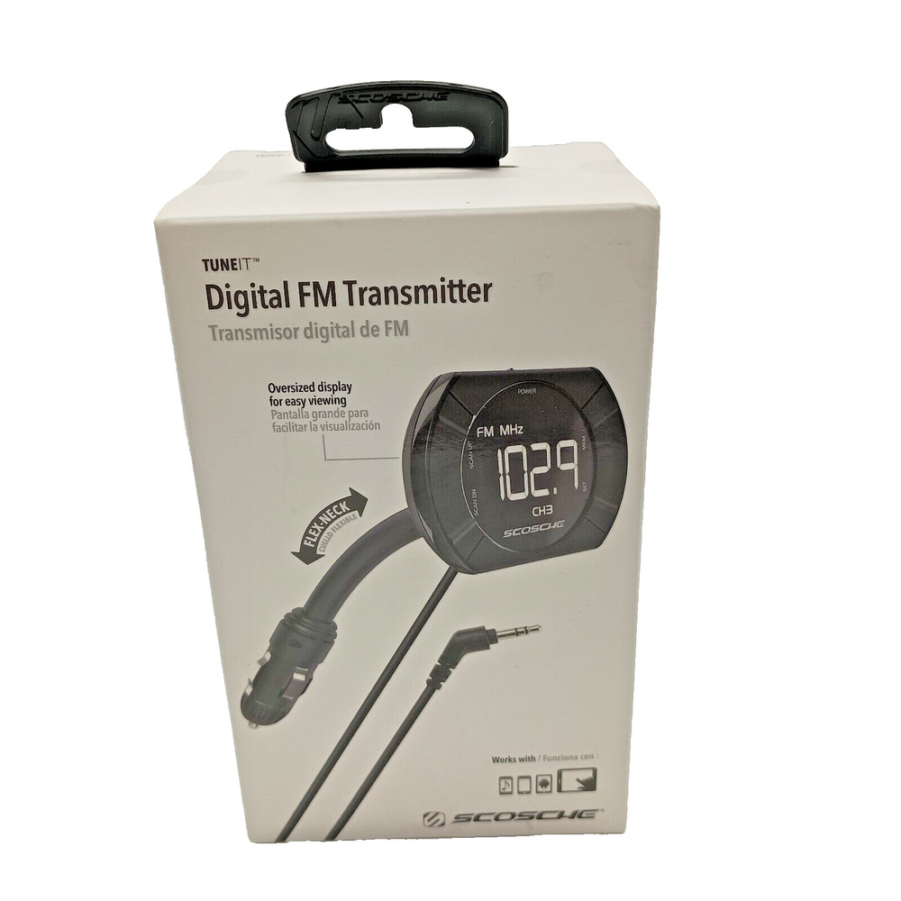 new in pkg Digital FM Transmitter SCOSCHE FMTD13-SP1 with back-lit display