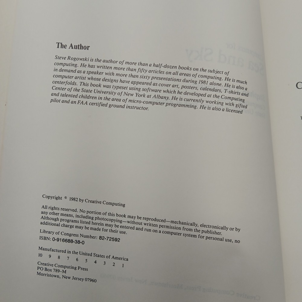 Computers For Sea And Sky Stephen J. Rogowski 1982
