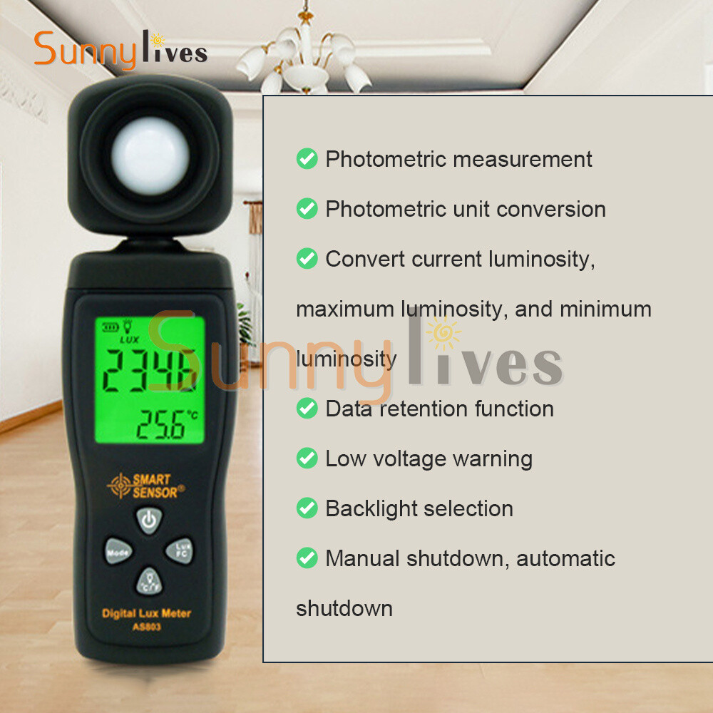 Digital Luxmeter Light Meter Illuminance Meter Handheld Ambient Photometer US