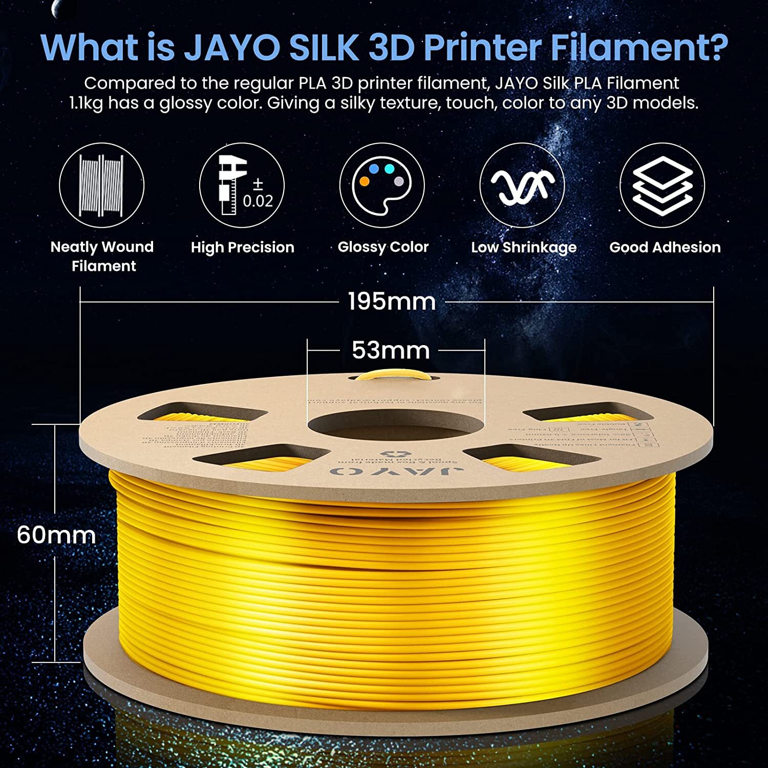 JAYO 1KG PLA 1.75mm Filament PLA Matte SILK PETG ABS PLA+ 3D Printer Consumables