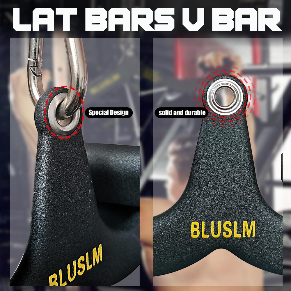 2Pcs LAT Pull Down Bar for Cable Machine Pulldown T Bar V Bar Cable Attachments