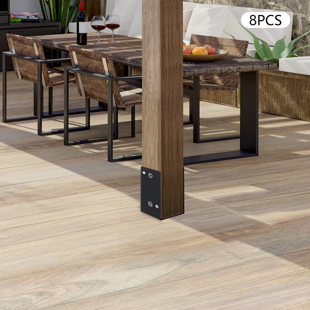 8Pcs Post Base Holders Multi-Functional U-Shape Concrete Foundation Fence Set