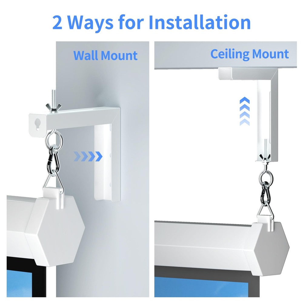 XINLEI Universal Projector Screen Wall Mount L-Brackets Hanging Ceiling White