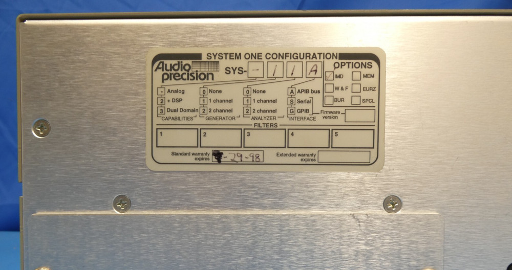 Audio Precision SYSTEM ONE SYS-11A (SYS1-55457) with manual