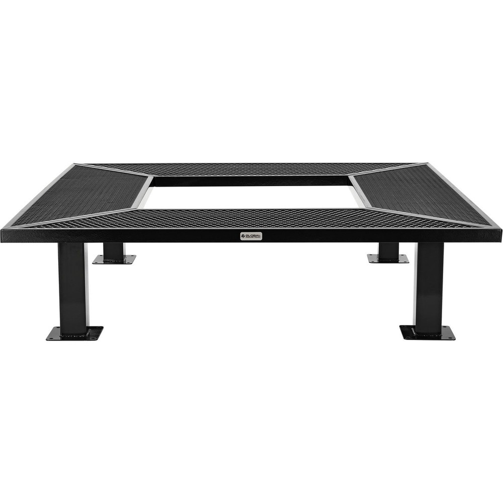6' Square Outdoor Tree Bench Expanded Metal Black