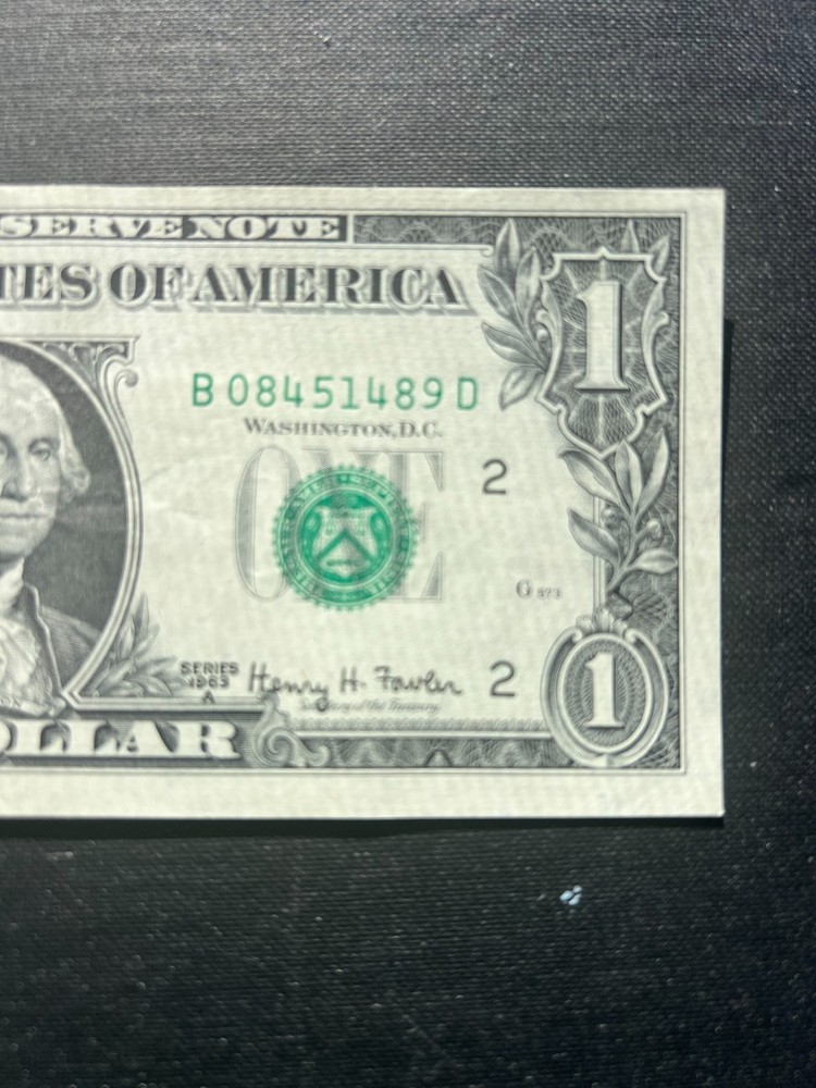 1963 A New York One Dollar Bill Misaligned Offset Error (UNCIRCULATED)