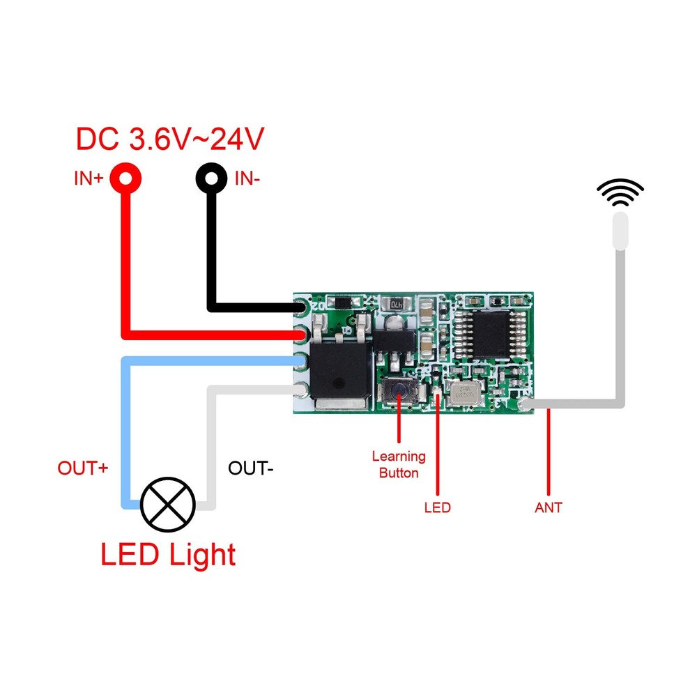 Mini Relay Wireless Switch, 433Mhz Remote Control Relay Switch, 984FT Long Ra...