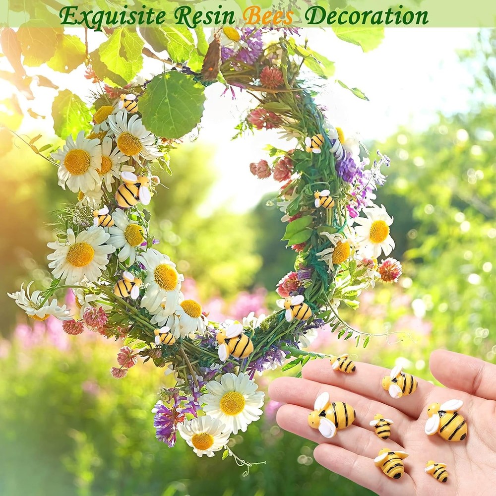 CCOZN 40 Pieces Tiny Resin Bees,Tiny Garden Bumblebees Embellishment...